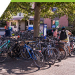 group of bikes at bike rack located at lansdowne campus